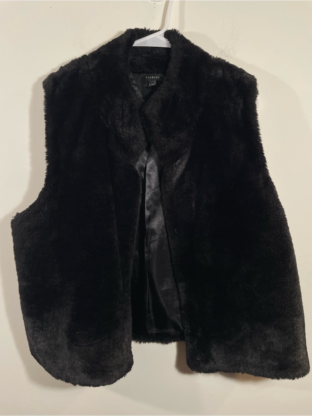 Talbots open front faux fur vest L/XL